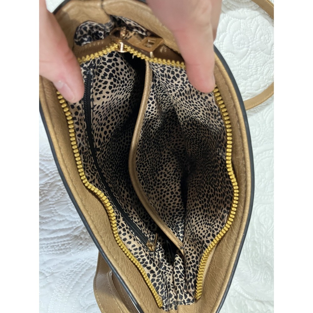 Crossbody Purse Shoulder Bag Animal Print Women's Small Brown Travel Gold Accent - Picture 9 of 9